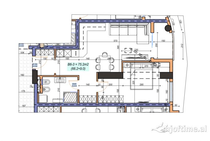 Apartment for rent in Tirana 1+1, Emty