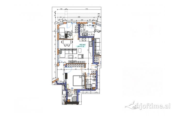 Shtepi me qera Apartament ne Tirane, 2+1, Mobilimi Bosh, pa mobiluar, Pagesa 700  Euro.