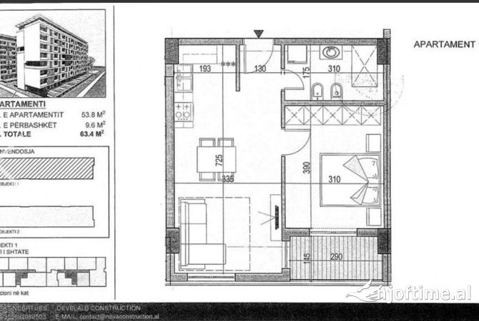 Shtepi ne shitje 1+1 ne Tirane - 76,000 Euro