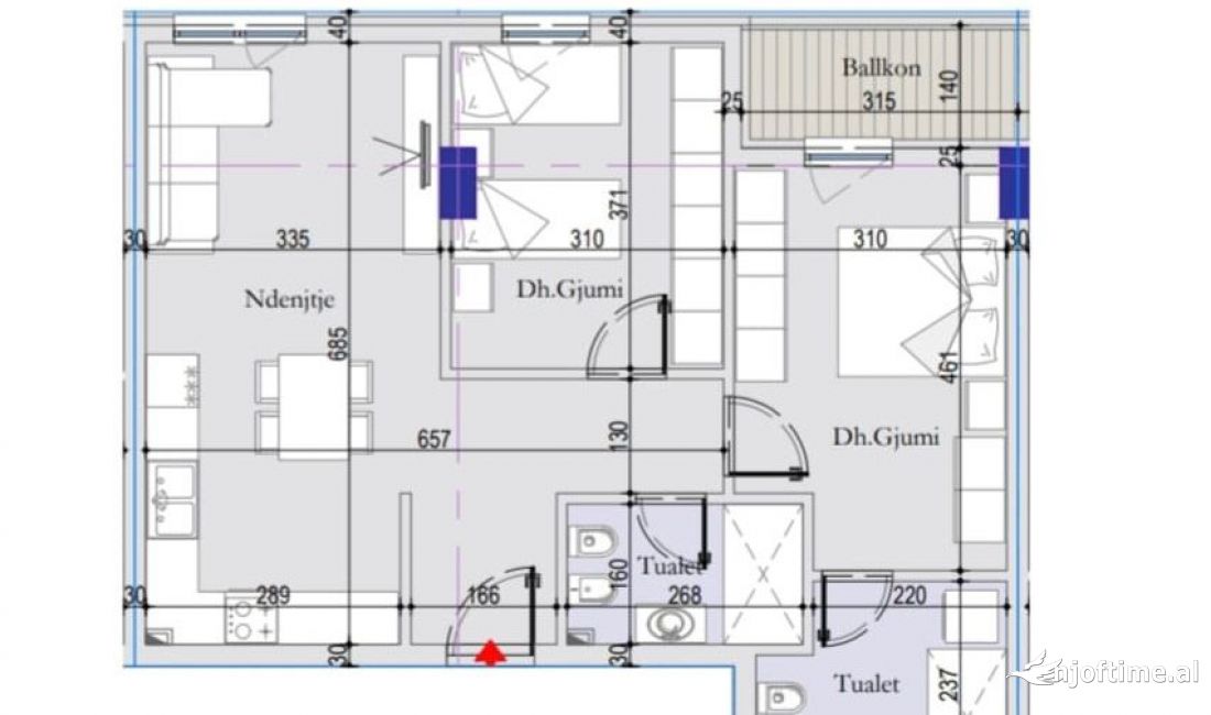 Shtepi ne shitje Apartament ne Tirane, 2+1, Mobilimi Bosh, pa mobiluar, Pagesa 111,000  Euro.