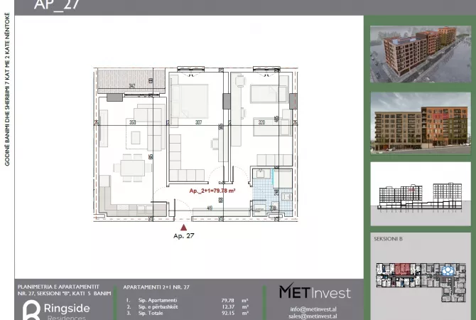 House for Sale 2+1 in Tirana - 110,500 Euro