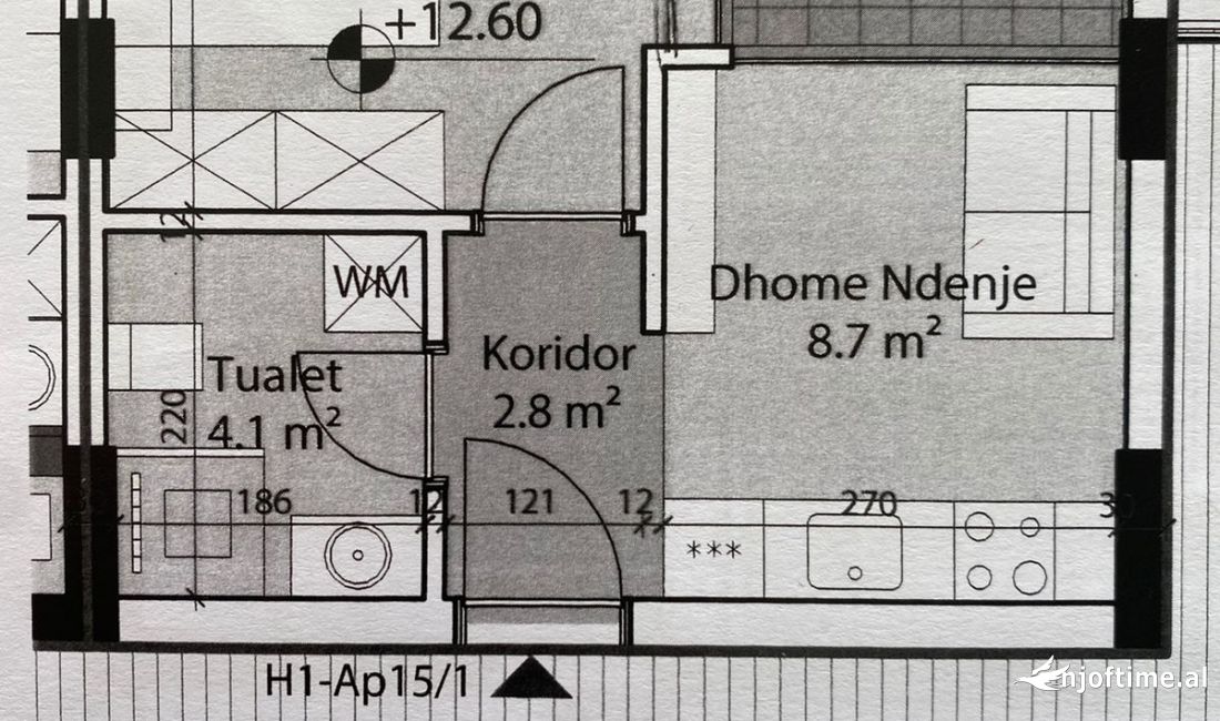 Shtepi ne shitje Apartament ne Durres, 1+1, Mobilimi Bosh, pa mobiluar, Pagesa 97,000  Euro.