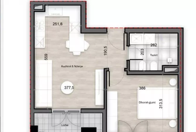 Shtepi ne shitje 1+1 ne Tirane - 100,130 Euro