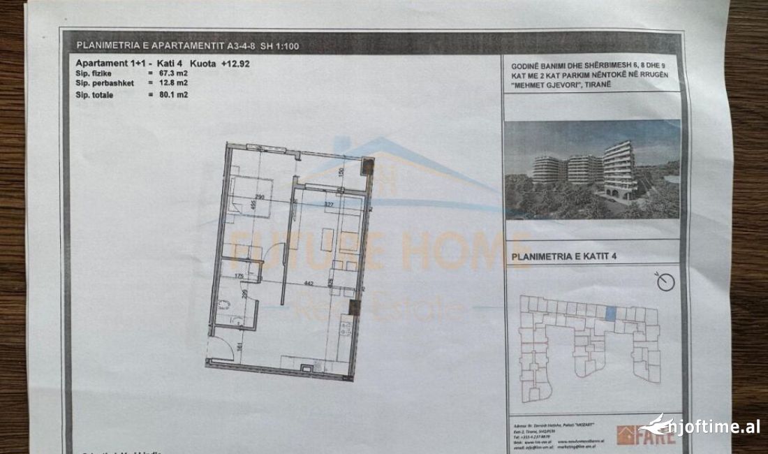 Shtepi ne shitje Apartament ne Tirane, 1+1, Mobilimi Bosh, pa mobiluar, Pagesa 80,010  Euro.