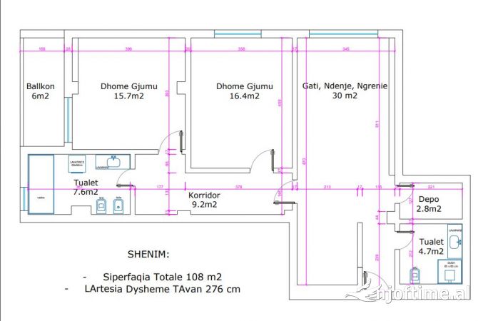 Ambient biznesi me qera 2+1 ne Tirane - 1,200 Euro