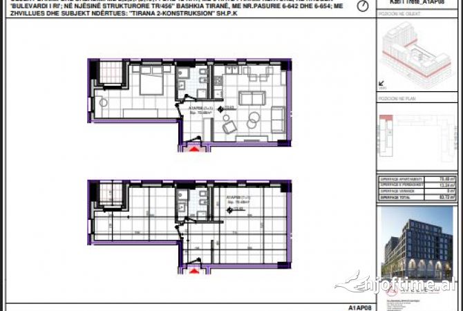 Shtepi ne shitje Apartament ne Tirane, 1+1, Mobilimi Bosh, pa mobiluar, Pagesa 209,300  Euro.