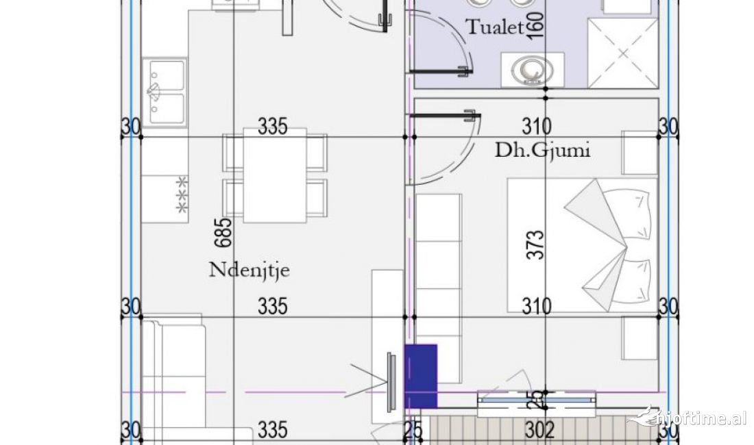 Shtepi ne shitje Apartament ne Tirane, 1+1, Mobilimi Bosh, pa mobiluar, Pagesa 72,000  Euro.