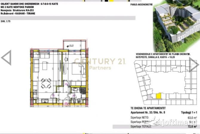Shtepi ne shitje 1+1 ne Tirane - 92,000 Euro