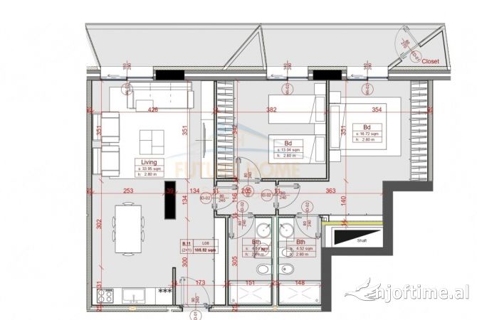 Apartment for sale in Tirana 2+1, Emty