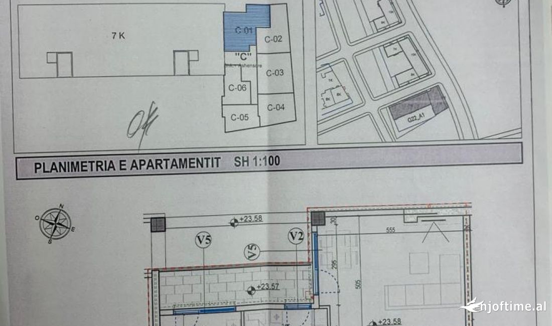 Shtepi ne shitje Apartament ne Tirane, 2+1, Mobilimi Bosh, pa mobiluar, Pagesa 181,280  Euro.