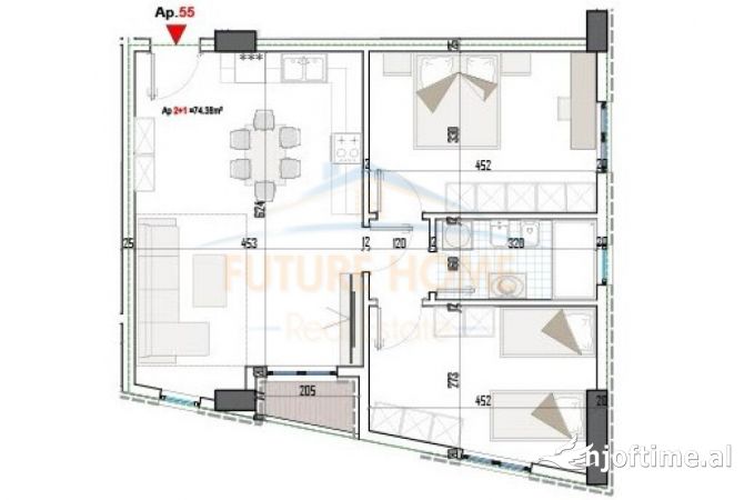 Shtepi ne shitje 2+1 ne Tirane - 107,250 Euro