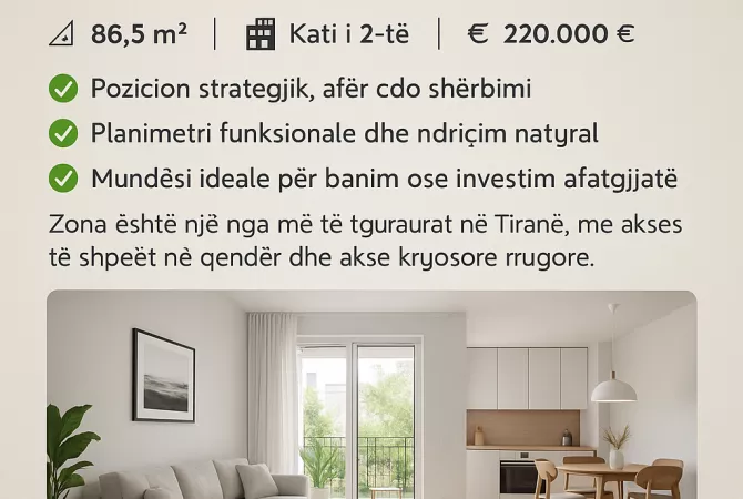 Shtepi ne shitje 2+1 ne Tirane - 220,000 Euro