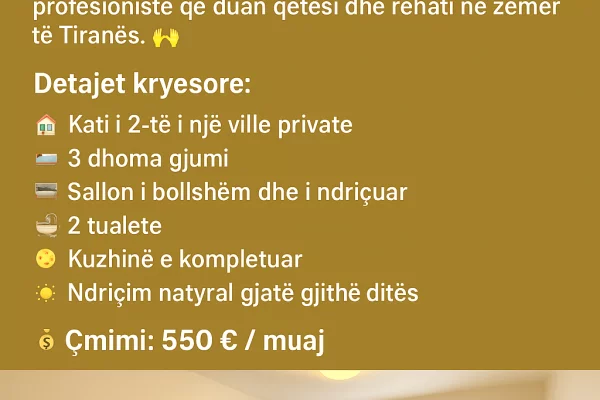 Casa in affitto 3+1 a Tirana - 550 Euro