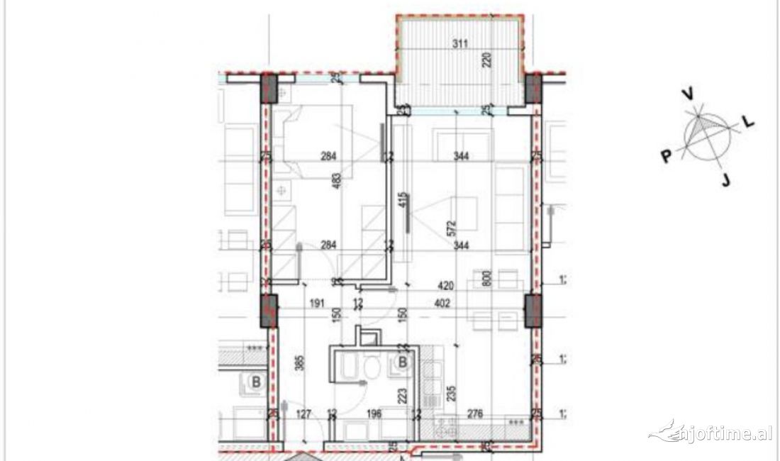Shtepi ne shitje Apartament ne Tirane, 1+1, Mobilimi Bosh, pa mobiluar, Pagesa 129,200  Euro.