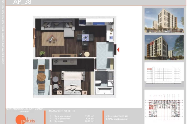 Shtepi ne shitje 1+1 ne Tirane - 52,000 Euro