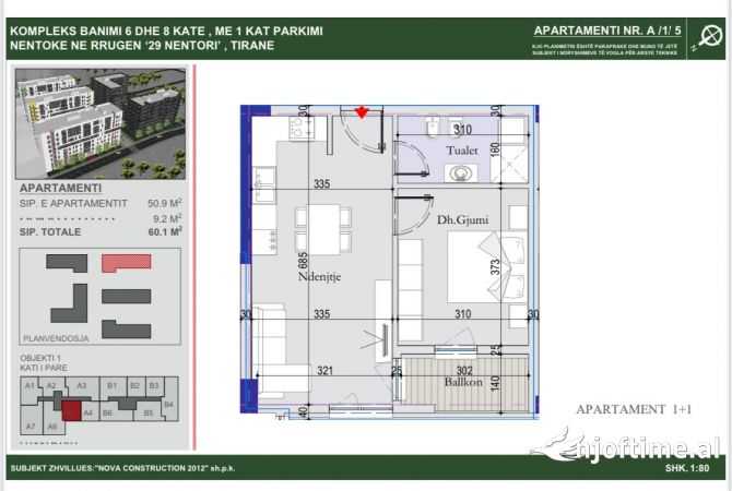 Shtepi ne shitje 1+1 ne Tirane - 76,000 Euro