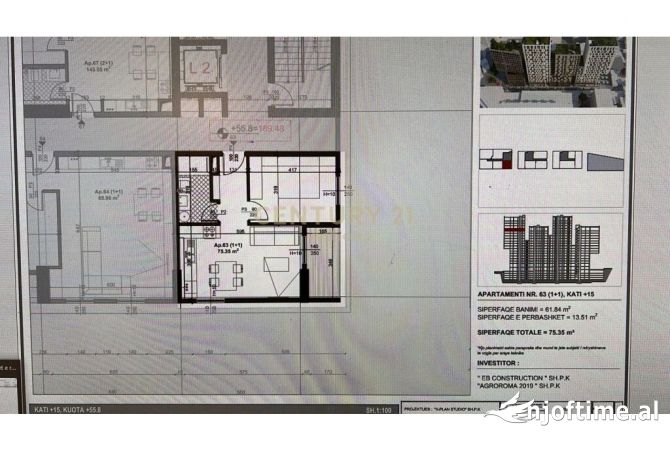 Shtepi ne shitje Apartament ne Tirane, 1+1, Mobilimi Bosh, pa mobiluar, Pagesa 175,000  Euro.