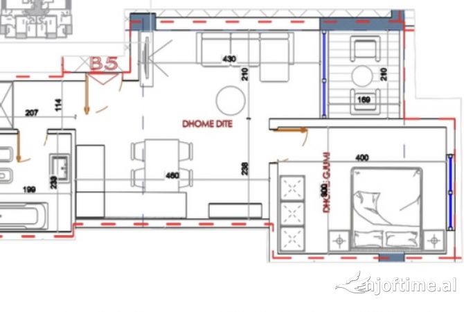 Shtepi ne shitje Apartament ne Durres, 1+1, Mobilimi Bosh, pa mobiluar, Pagesa 87,000  Euro.