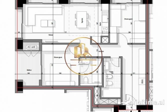 Shtepi ne shitje Apartament ne Tirane, 2+1, Mobilimi Bosh, pa mobiluar, Pagesa 317,520  Euro.