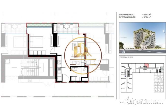Apartment for sale in Tirana 1+1, Emty