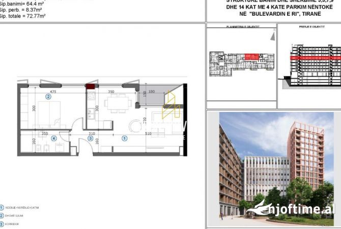 Apartment for sale in Tirana 1+1, Emty