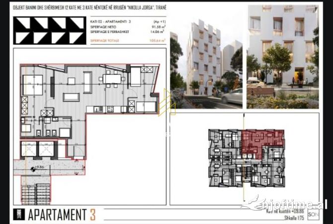 Apartment for sale in Tirana 2+1, Emty