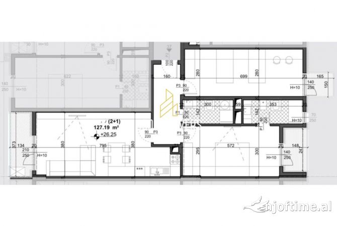 Shtepi ne shitje Apartament ne Tirane, 2+1, Mobilimi Bosh, pa mobiluar, Pagesa 190,785  Euro.
