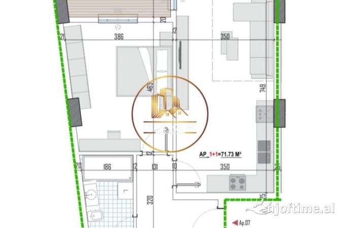 Shtepi ne shitje Apartament ne Tirane, 1+1, Mobilimi Bosh, pa mobiluar, Pagesa 87,395  Euro.