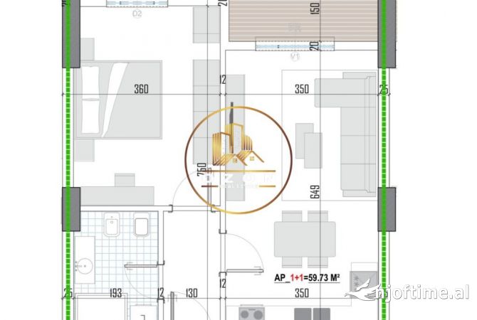 Shtepi ne shitje Apartament ne Tirane, 1+1, Mobilimi Bosh, pa mobiluar, Pagesa 87,395  Euro.