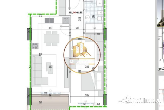 Shtepi ne shitje Apartament ne Tirane, 1+1, Mobilimi Bosh, pa mobiluar, Pagesa 87,395  Euro.