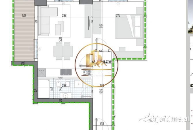 Shtepi ne shitje Apartament ne Tirane, 1+1, Mobilimi Bosh, pa mobiluar, Pagesa 87,395  Euro.