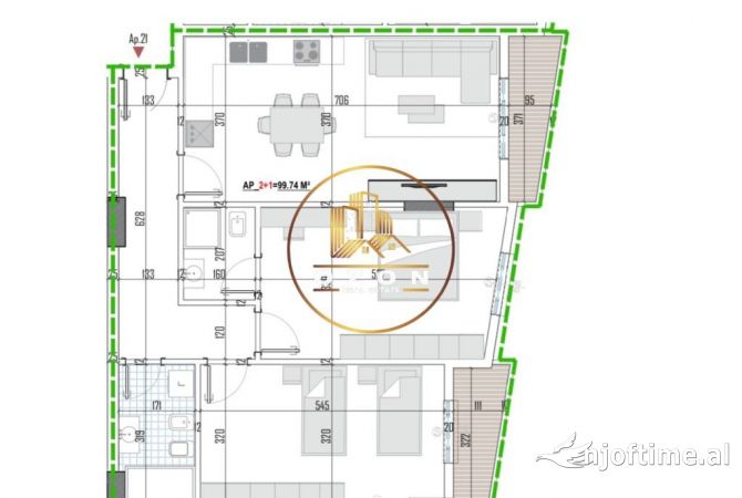 Shtepi ne shitje Apartament ne Tirane, 2+1, Mobilimi Bosh, pa mobiluar, Pagesa 135,259  Euro.