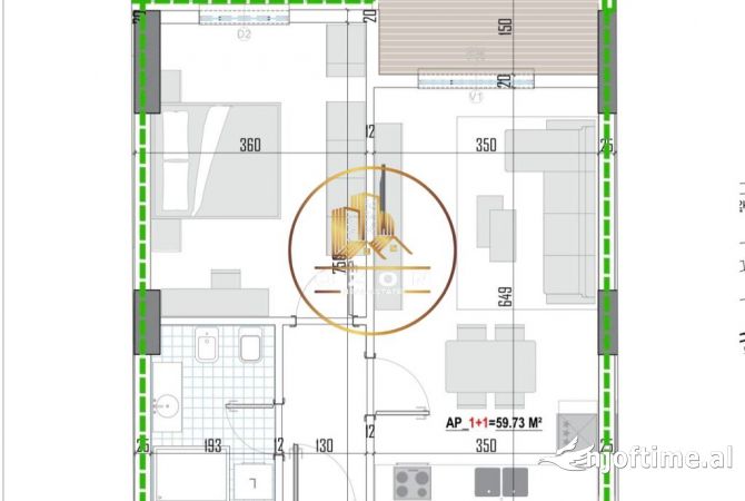 Shtepi ne shitje Apartament ne Tirane, 1+1, Mobilimi Bosh, pa mobiluar, Pagesa 87,395  Euro.