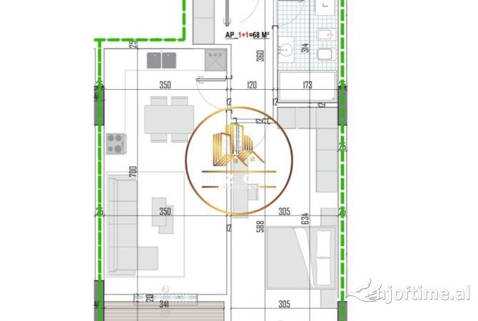 Shtepi ne shitje Apartament ne Tirane, 1+1, Mobilimi Bosh, pa mobiluar, Pagesa 87,395  Euro.