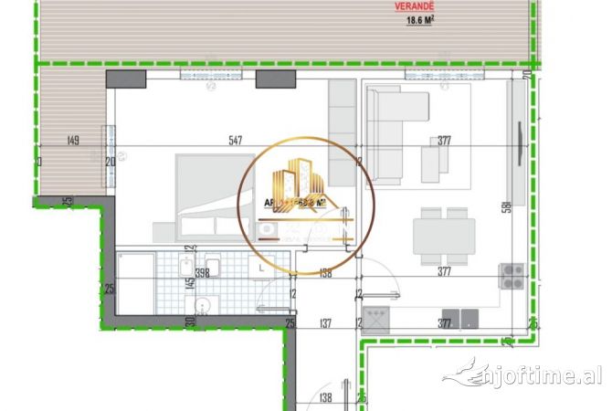 Shtepi ne shitje Apartament ne Tirane, 1+1, Mobilimi Bosh, pa mobiluar, Pagesa 87,395  Euro.