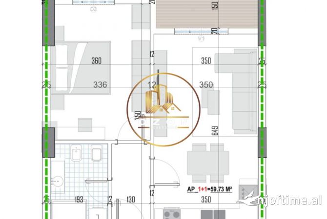 Shtepi ne shitje Apartament ne Tirane, 1+1, Mobilimi Bosh, pa mobiluar, Pagesa 87,395  Euro.