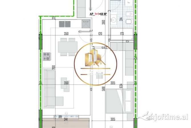 Shtepi ne shitje Apartament ne Tirane, 1+1, Mobilimi Bosh, pa mobiluar, Pagesa 87,395  Euro.