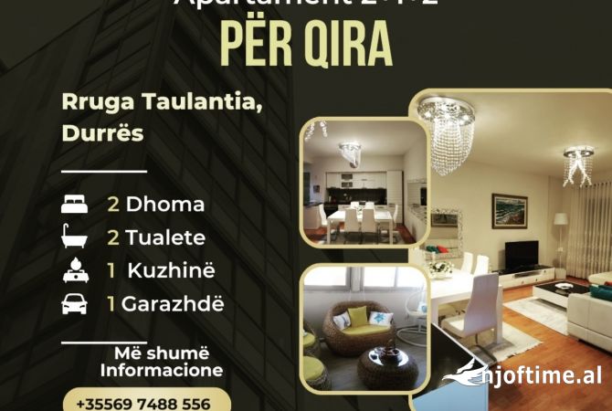 Apartment for rent in Durres 2+1, Furnished