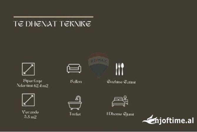 Shtepi ne shitje Apartament ne Tirane, 1+1, Mobilimi Bosh, pa mobiluar, Pagesa 97,575  Euro.