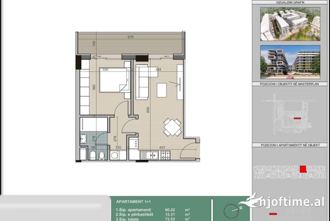 Shtepi ne shitje 1+1 ne Tirane - 69,000 Euro