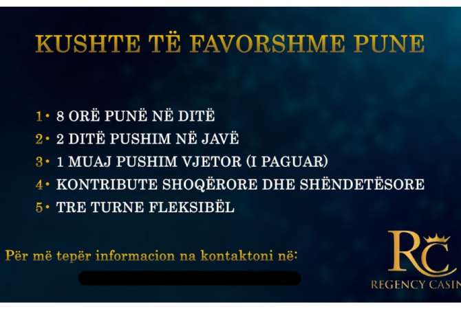 Njoftime Pune per Dealer,Recepsioniste ,Security,Arketare ne Tirane