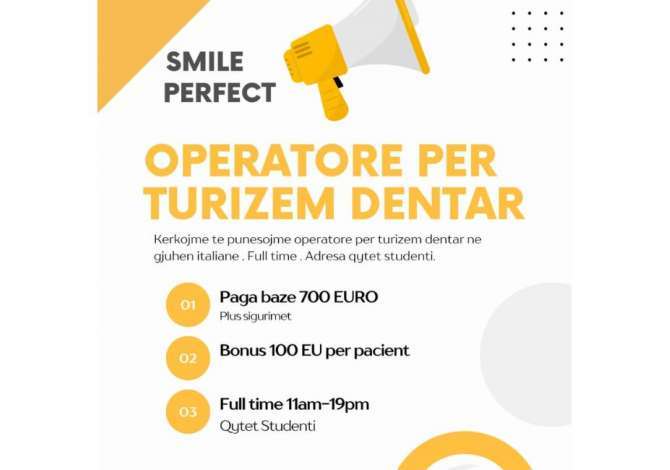 Njoftime Pune Agjente telefonike turizmi dentar
