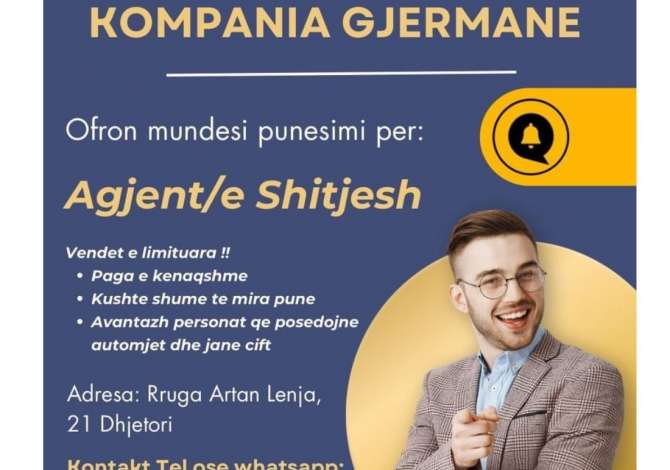 Njoftime Pune Agjent Shitje