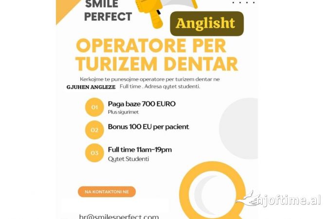 Njoftime Pune Operatore per turizem dentar