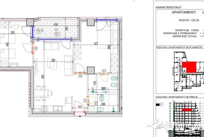 Shtepi ne shitje Apartament ne Tirane, 2+1, Mobilimi Bosh, pa mobiluar, Pagesa 189,000  Euro.