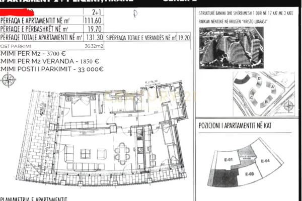 Shtepi ne shitje 2+1 ne Tirane - 554,300 Euro