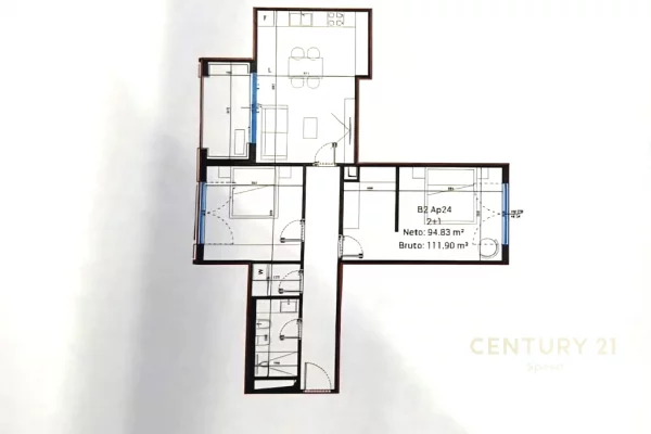 Shtepi ne shitje Apartament ne Vlore, 2+1, Mobilimi Bosh, pa mobiluar, Pagesa 360,000  Euro.