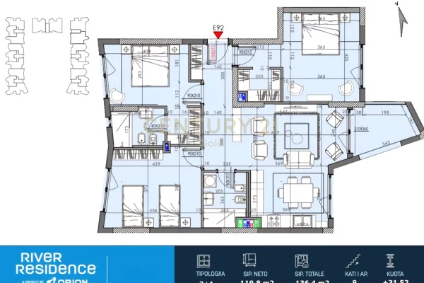 Apartment for sale in Tirana 3+1, Emty