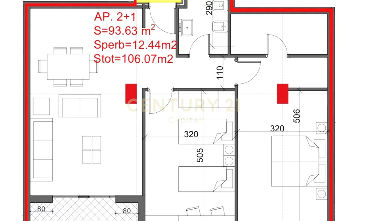 Apartment for sale in Tirana 2+1, Emty