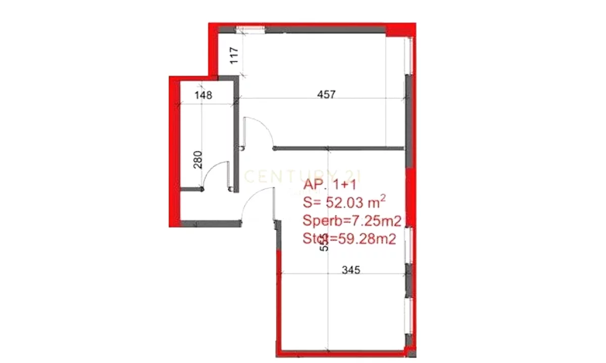 Apartment for sale in Tirana 1+1, Emty